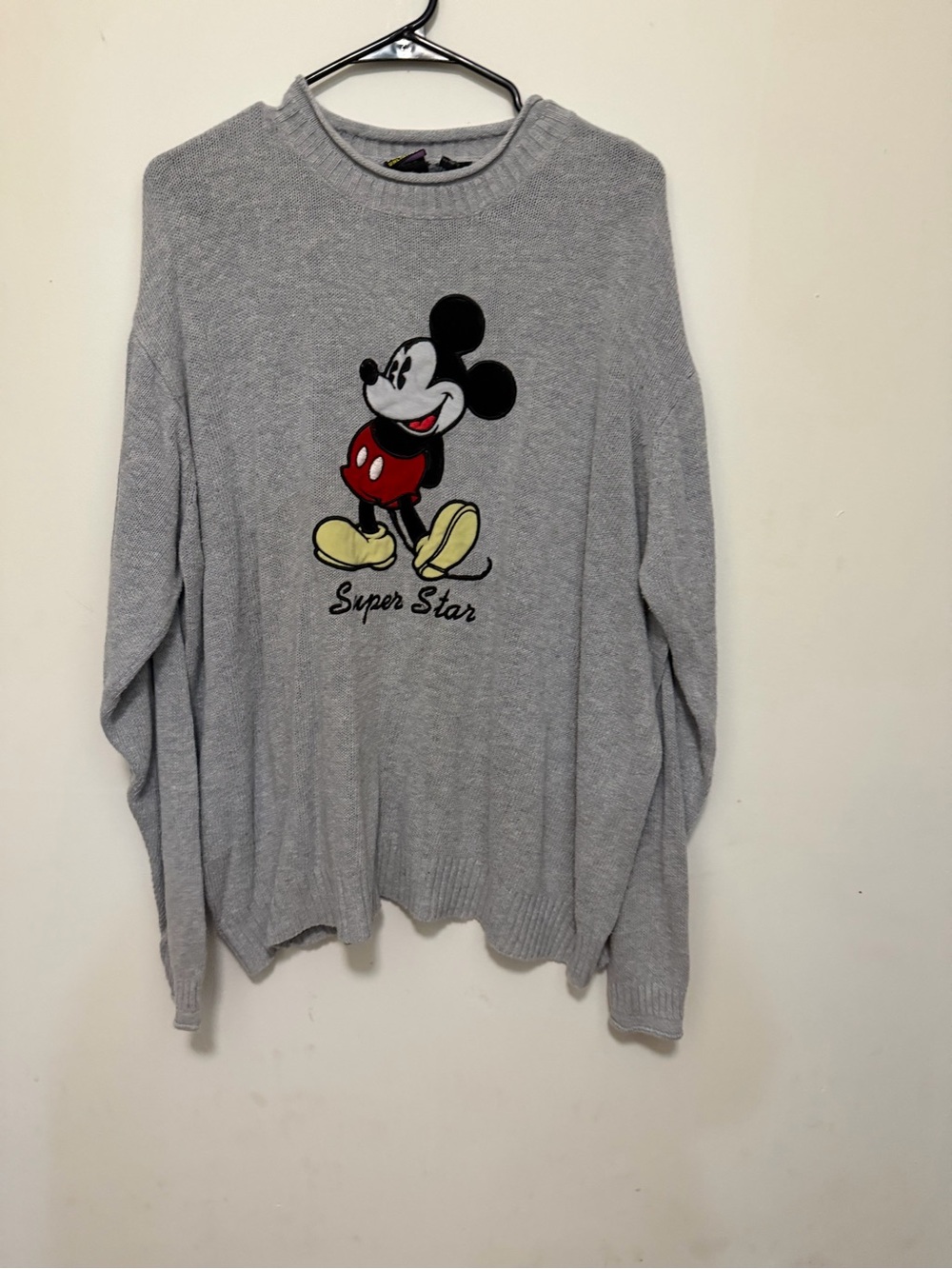 Disney Gray Crewneck Sweater with Mickey Mouse Graphic